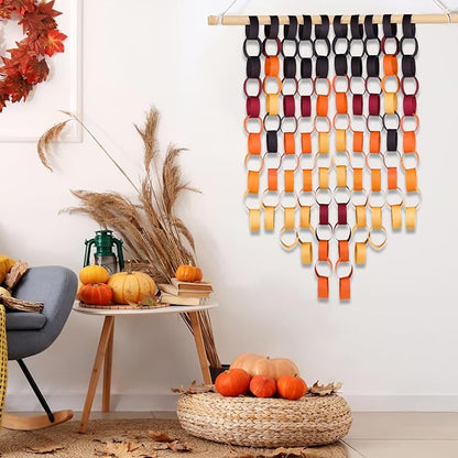 CHRORINE 600Pcs Colorful Paper Chains Strips for Birthday Party Decorations DIY Crafts Supplies (Orange, 1 x 7.08 inches)
