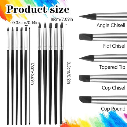 10 Pack Silicone Paint Brushes Silicone Rubber Tip Paint Pens Brushes Flexible Clay Carving Tools Silicon Color Shapers Brush Professional Sculpting Tool for Artwork Shaping Carving Handicraft Pottery