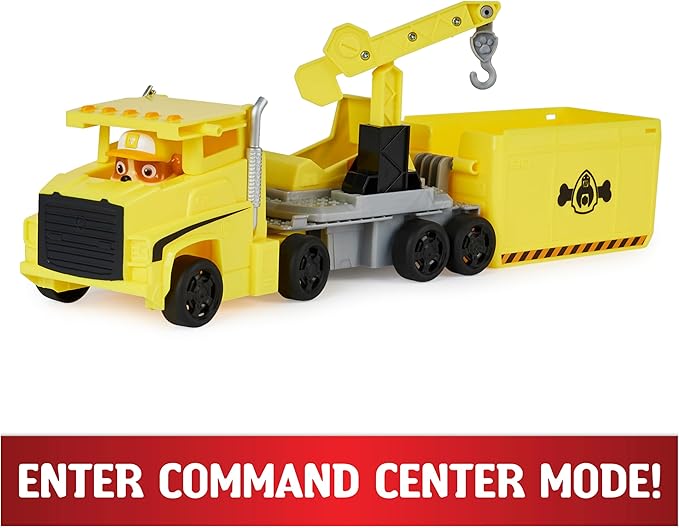 Paw Patrol, Big Truck Pup’s Rubble Transforming Toy Trucks with Collectible Action Figure, Kids Toys for Ages 3 and Up