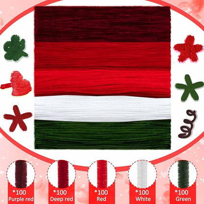 Peryiter 500 Pieces Pipe Cleaners Chenille Stems 12 Inch Craft Supplies Bulk for DIY Art and Craft Projects Creative Gift Wrapping Party Decorations(Rose Color,12 Inch)