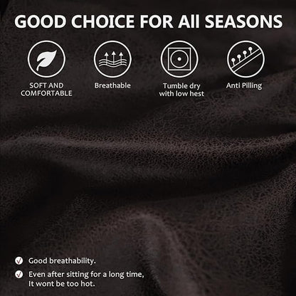 Leather Look Recliner Couch Cover 8-Piece Recliner Sofa Slipcovers 3 Seater for Reclining Couches Furniture Protector Spandex Fabric Washable (Recliner Sofa, Chocolate)