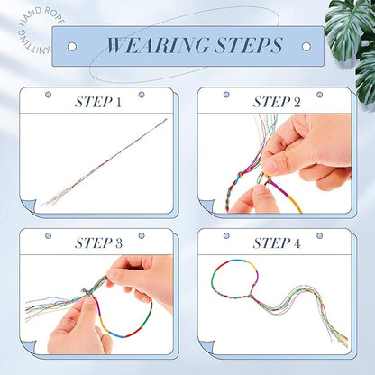 Henoyso 200 Pieces Friendship Bracelets Bulk Handmade Braided String Colorful Braid Friendship Cords Strand Bracelet Party Supply Favors for Birthday Gifts(Classic Style)