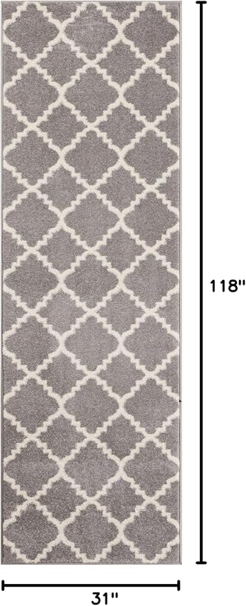 Well Woven Sydney LuLu's Lattice Grey Modern Geometric Trellis Area Rug 2'7" x 9'10" Runner
