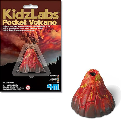 4M: KidzLabs: Pocket Volcano - Create Mini Tabletop Volcanic Eruptions, Baking Soda, Chemical Reactions Kit, STEM Science Activity Set, Kids Ages 5+