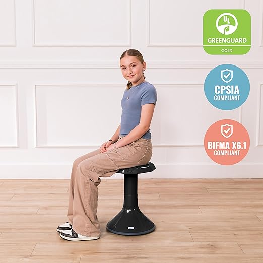 ECR4Kids ACE Active Core Engagement Wobble Stool, 18-Inch Seat Height, Flexible Seating, Black