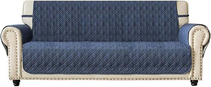 Ameritex Couch Sofa Slipcover 100% Waterproof Nonslip Quilted Furniture Protector Slipcover for Dogs, Children, Pets Sofa Slipcover Machine Washable (Blue, 68")