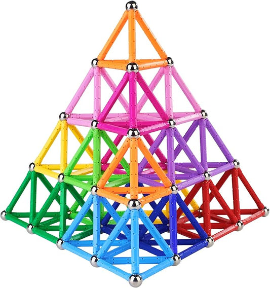 Veatree 150Pcs Magnetic Building Sticks Blocks Toys, Magnet Educational Toys STEM Toys for Kids and Adult, 3D Non-Toxic Building Toy with Storage Bag