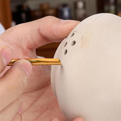 4.33''-4.48'' 10Pcs Pottery Hole Punch Tool - Clay Hole Cutters for Pottery – 5 Size Brass Round Double Head Cutter Kit – Ceramic Punching, Slotting Tools Set for Sculpting, Carving, Molding, Modeling
