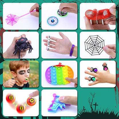 400PCS Halloween Party Favors for Kids, Bulk Toys, Goodie Bag Stuffers, Classroom Prizes, treasure box, Trick or Treat Toy