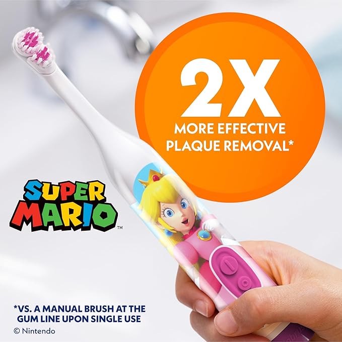 Spinbrush Princess Peach Kids Electric Battery Toothbrush, Soft, 1 ct