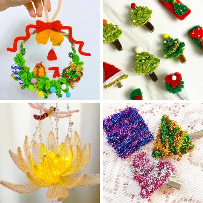 Eppingwin 500pcs Pipe Cleaners, Glitter Pipe Cleaners Craft Supplies, 10 Colors Chenille Stems for DIY Arts Crafts Project