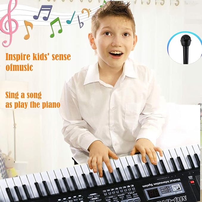 Semart piano keyboard for kids 61 key electric digital music keyboard for beginner portable piano w/LCD display microphone USB cable