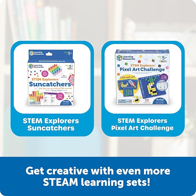 Learning Resources STEM Explorers Pixel Art Pro - Critical Thinking, Math Manipulatives, Problem Solving Skills, Pattern Blocks, Brain Games, Montessori, Fine Motor Skills, Gifts for Boys and Girls