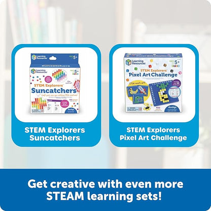 Learning Resources STEM Explorers Pixel Art Pro - Critical Thinking, Math Manipulatives, Problem Solving Skills, Pattern Blocks, Brain Games, Montessori, Fine Motor Skills, Gifts for Boys and Girls