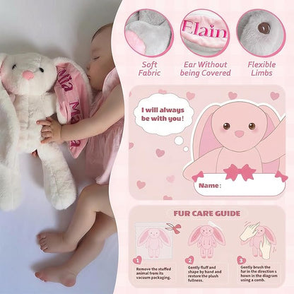 Personalized Bunny Stuffed Animal with Custom Name Embroidered, Soft Plush Rabbit for Baby Girls & Boys, Emotional Support Toy for Toddlers 1-3, 1st Birthday Gift, Grey, 10" 13" 16"