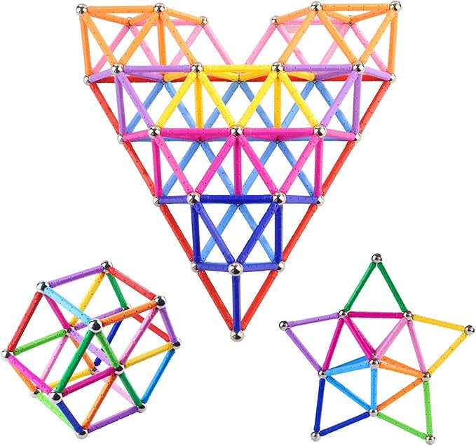 Veatree 150Pcs Magnetic Building Sticks Blocks Toys, Magnet Educational Toys STEM Toys for Kids and Adult, 3D Non-Toxic Building Toy with Storage Bag