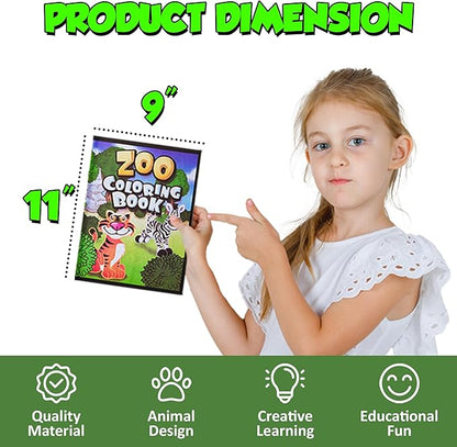 18Pcs Zoo Animal Coloring Books Bulk for Kids - 9"x11" Animal Party Favors with Jungle Safari Animals and Activity Sheets for Goodie Bags, Classrooms and Themed Birthday Supplies (Pack of 18)