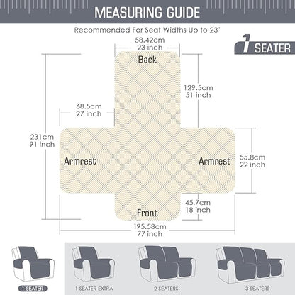 TAOCOCO Non-Slip Recliner Chair Cover Sofa Slipcover, Pet Cover for Small Recliner Chair with Elastic Straps, Washable Reclining Chair Cover Recliner Furniture Protector (23'' Small, Dark Blue)