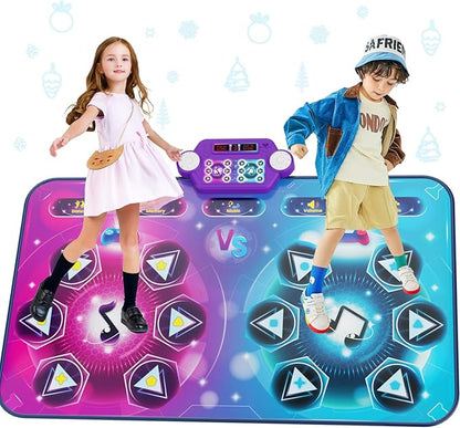 maysida Rechargeable Dance Mat - Double User Play Mat with Extra Large Size (59*38 in), Dancing Music, Challenge Game, Piano Mode, LED Lights, Christmas Birthday Gift for Kids Girls Boys 3-12 Year Old