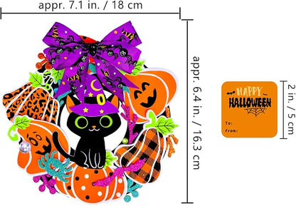 Winlyn 12 Sets Halloween Craft Kits Fall Crafts DIY Halloween Wreath Decorations Art Sets Pumpkin Monster Candy Corn Spider Bat Arts and Crafts Halloween Foam Stickers for Kids Classroom Activities