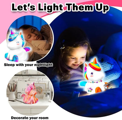 Paint Your Own Unicorn Lamp Kit - Arts and Crafts Supplies Painting Kits for Kid Teen Adult, DIY Night Light Unicorn Toy for Toddler Girl Boy Age 3 4 5 6 7 8 9 10 11 12 13 Birthday Easter Holiday Gift