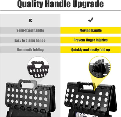 Delxo 17.5 Inch Folding Step Stool, Heavy Duty Foldable Stool for Adults,Premium Portable Collapsible Plastic Step Stool,Non Slip Folding Stools for Kitchen Bathroom Bedroom Up to 400LBS,(Black 1PC)