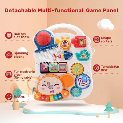 CUTE STONE Sit to Stand Learning Walker, 2 in 1 Baby Walker, Early Educational Child Activity Center, Multifunctional Removable Play Panel, Baby Music Learning Toy Gift for Infant Boys Girls