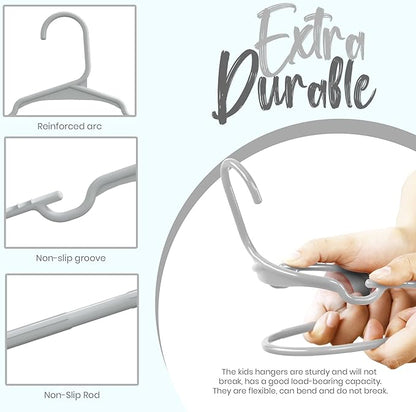 Utopia Home 20 Pack Kids Hangers - 11.5 Inch Plastic Baby Hangers for Closet - Childrens Hanger for Clothes & Infant Hanger for Closet - Ideal for Everyday Standard Use (Gray)