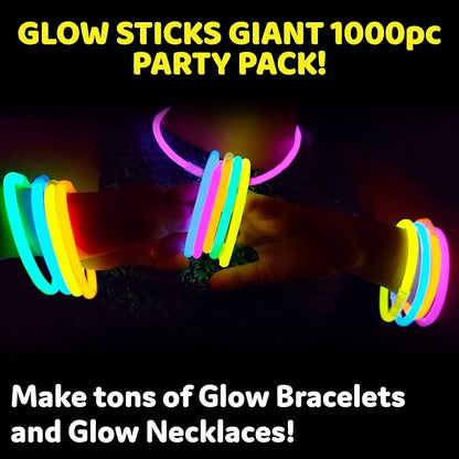 PartySticks Glow Sticks Party Supplies 800 pack - 8 Inch Glow in The Dark Light Up Sticks Party Favors, Glow Party Decorations, Neon Party Glow Necklaces and Glow Bracelets with Connectors