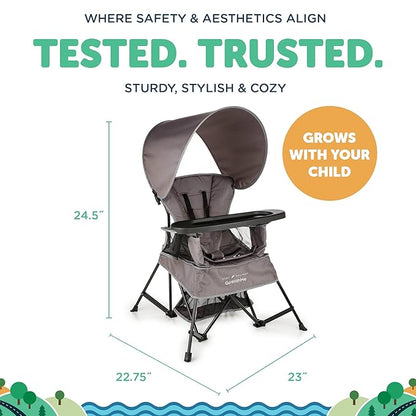 Baby Delight Go with Me Venture Portable Chair | Indoor and Outdoor | Sun Canopy | 3 Child Growth Stages | Grey