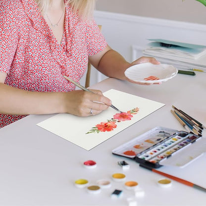 50 Pack Foldable Blank Watercolor Cards with Envelopes 4 x 6 Inch, 140lb Heavyweight, 100% Cotton, White, Acid-Free Water color Cards to Paint or Cards Making for Christmas Birthday