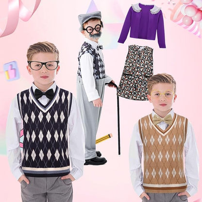 Kids Old Lady Costume for Girls 100 Day of School Costume Girls Grandma Costume Dress 100th Day of School Costume