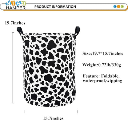 NTAOHAMPER Cow Laundry Basket,Collapsible Nursery Hamper,Waterproof Storage Bin with Handles for Bedroom,Room Decor,Gift Basket(Cow Stria)