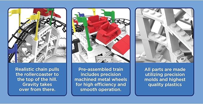 Flyer - 539 Pieces, Building Brick Set, Gravity Powered Roller Coaster Model, Promotes STEM Learning