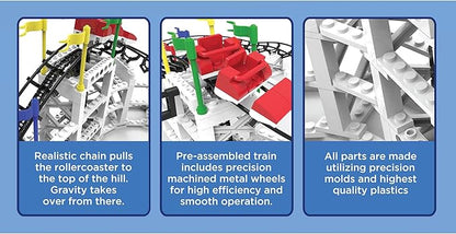 Flyer - 539 Pieces, Building Brick Set, Gravity Powered Roller Coaster Model, Promotes STEM Learning