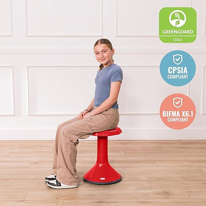 ECR4Kids ACE Active Core Engagement Wobble Stool, 18-Inch Seat Height, Flexible Seating, Red