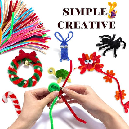 VZF Pipe Cleaners,Pipe Cleaners Craft Supplies,200PCS Pipe Cleaners Bulk for DIY Arts Crafts Bedroom Decor,Chenille Stems Easter Gifts for Kids,limpia Pipas,Toys for Ages 5-7,Sensory Toys