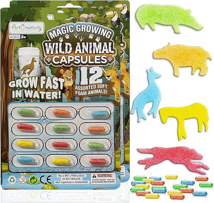 ArtCreativity Magic Growing Animal Capsules, Grow in Water, 2 Packs with 12 Expanding Animal Capsules Each, Cute Color Variety, Kids’ Birthday Party Favors, Contest Prize or Gift Idea
