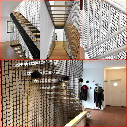 Child Safety Net 3.28ft x 9.84ft Stair Balcony Railing Protector/Pet Toy Anti-Fall Sturdy Polyester Black – 1 Pack