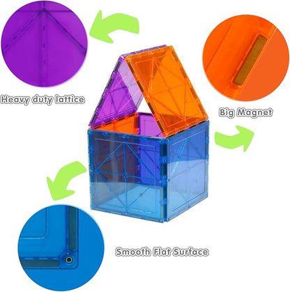 6 Piece Magnetic Tiles Set Large Square Shape Magnet Building Block Construction Toy STEM Learning Kit Educational Playset Playboard (NF-06 Set)