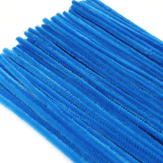 TOAOB 100pcs Pipe Cleaners Lake Blue Chenille Stems Craft Supplies 6mm x 12 Inch Fuzzy Sticks with 100pcs Googly Eyes for Art DIY Crafts Decorations