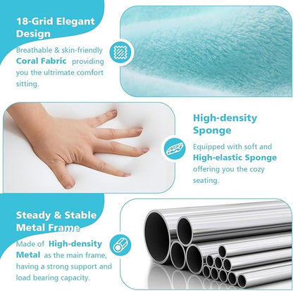 Folding Floor Chair 14-Position Cushioned Adjustable Floor Lazy Sofa Chair w/Breathable Cotton & Skin-Friendly Flannel for Adults & Kids Ideal for Reading Meditating, Blue