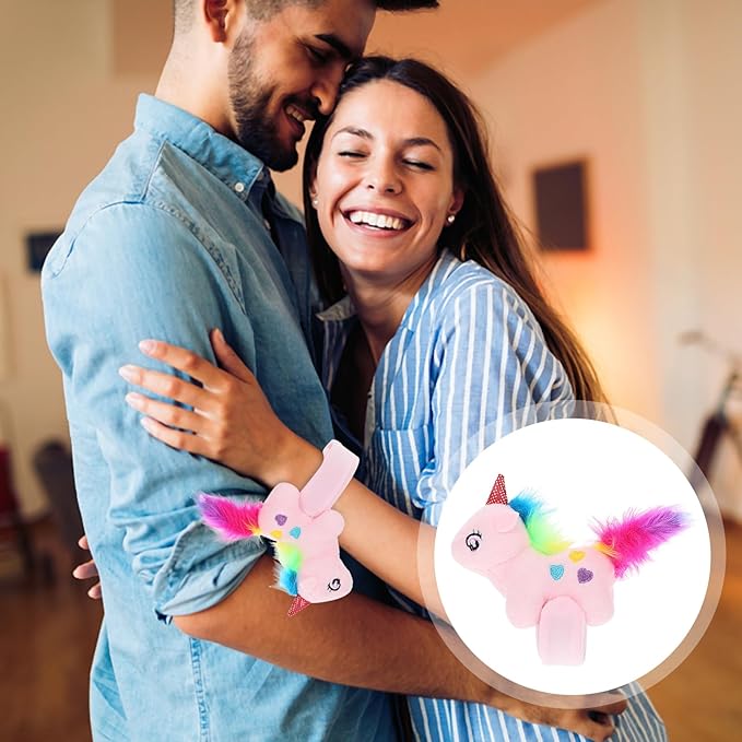 Animal Slap Bracelet Unicorn Slap Bracelet Plush Stuffed Animal Hugger Snap Wrist Band for Kids Birthday Party