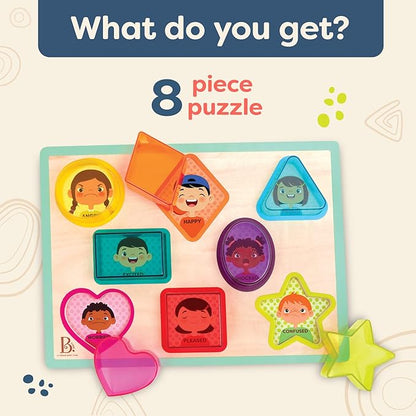 B. toys- Shapes & Emotions- Chunky Puzzle – Toddler Puzzle – Geometric Shapes & Emotions – Classic Toys for Kids – 2 Years +