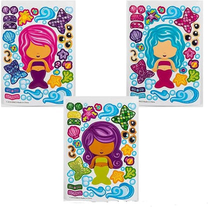 Adorable 24 Pack of Make-Your-Own Mermaid Sticker Sheets ~ Fun Craft Project for Children, Party Favors & Teacher Giveaways