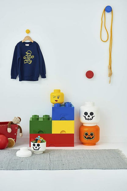 Room Copenhagen, LEGO Storage Heads Stackable Storage Container - Buildable Organizational Bins for Kid’s Toys and Accessories - 9.45 x 9.45 x 10.67in - Large, Pumpkin, Holds 500 Bricks