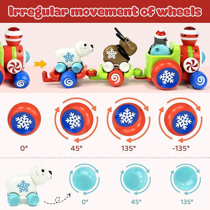 Marstone Baby Toys for 1 Year Old Boys and Girls Gifts, Train Car Set for Toddlers 1-2, Push Animal Car Toys for 12-18 Months, Learning Train Toy for Toddlers 1 2+ Yr Old Birthday Xmas Gift