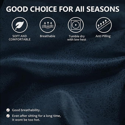 Recliner Chair Covers Leather Like, 4 Pieces Lazy Boy Recliner Cover for Recliner Chair, Soft Sofa Slipcover Furniture Protector Washable Sofa Cover for Pets Kids (X-Large, Navy 1)