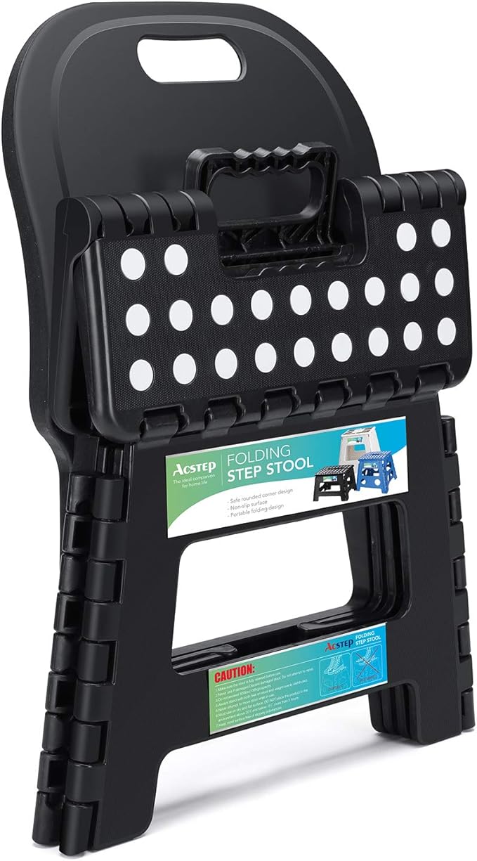 ACSTEP Folding Kids Step Stool with Back Support for Kids,9" Plastic Kids Chair for Outdoor or Indoor Kitchen Step Stools and Bathroom Stool for Toddlers Boys Girls