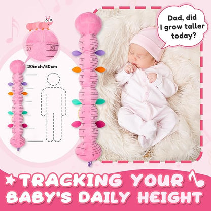 AWOTOY Baby Toys 0-6-12 Months,Infant Musical Stuffed Animals Activity Toys with Muti-Sensory Crinkle,Rattles,Baby Girl Toys Gifts for Newborn Tummy Time,Caterpillar,Pink